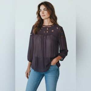 Anthropologie black sheer blouse